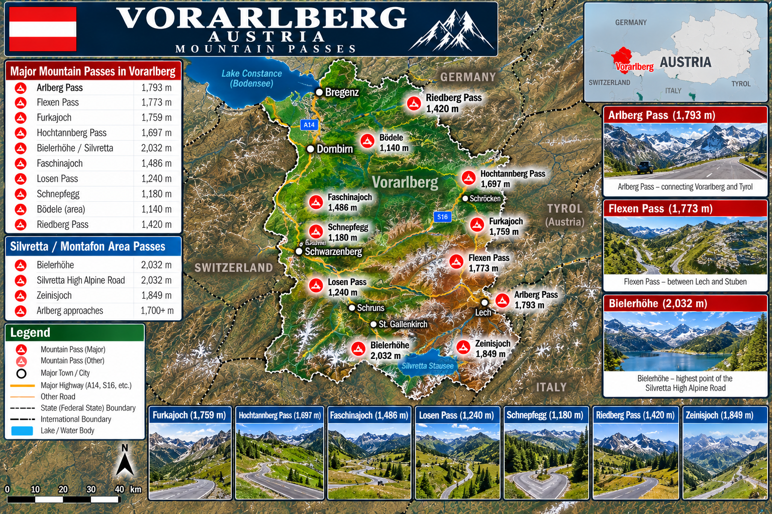 Vorarlberg Mountain Passes Map